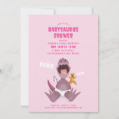 Babysaurus T-rex Baby shower rose Invitation (Devant)