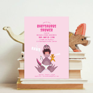 Babysaurus T-rex Baby shower rose Invitation