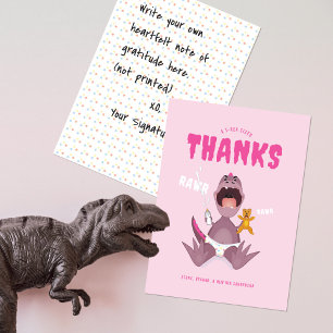 Babysaurus T-rex Roze Bedankkaart