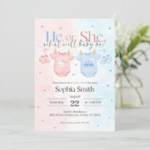 Babyshower Invite, Gender Reveal Invitation (Debout devant)