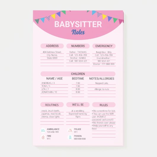 babysitbedrijf | Informatienota babysitter Post-it® Notes (Voorkant)