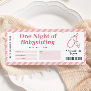 Babysitten Dienst Roze Cadeaubon Kaart