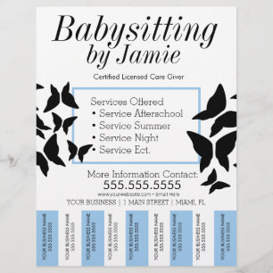 Babysitten Kinderopvang Vlinder Afscheur Strips Flyer