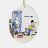 Babysitter, 2 meisjes keramisch ornament (Rechts)