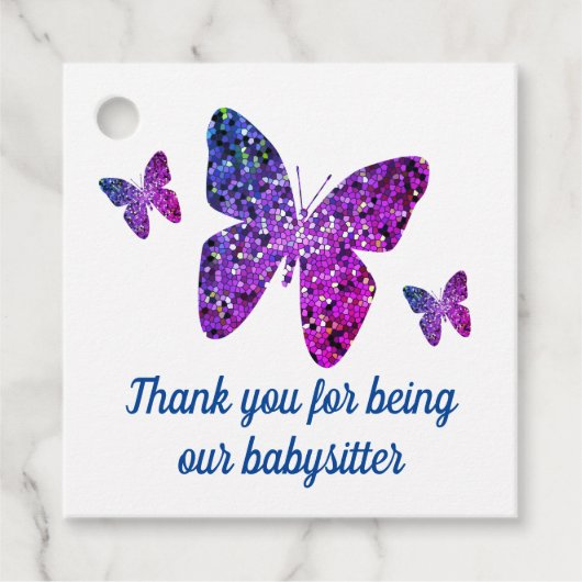 Babysitter Appreciation Butterflies Dank je Bedankjes Labels (Voorkant)