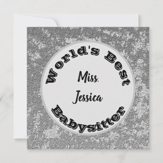 Babysitter Appreciation Marged Silver Dank je (Voorkant)