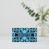 Babysitter Blue Damask Carte de visite (Debout devant)