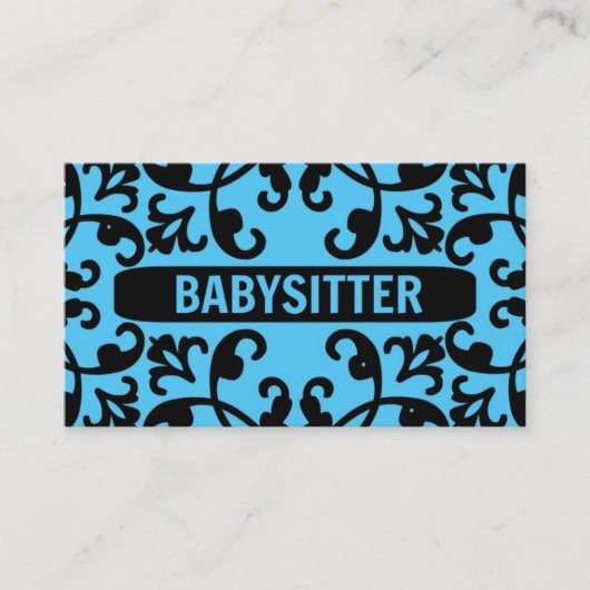 Babysitter Blue Damask Carte de visite (Devant)