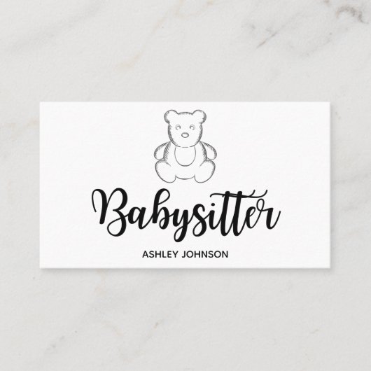 Babysitter Calligraphy Aesthetics Sketch Beer Cute Visitekaartje (Voorkant)