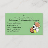 Babysitter, Child Minder Contact Carte de visite (Devant)