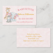 Babysitter Cute Animaux Carte de visite (Devant / Derrière)