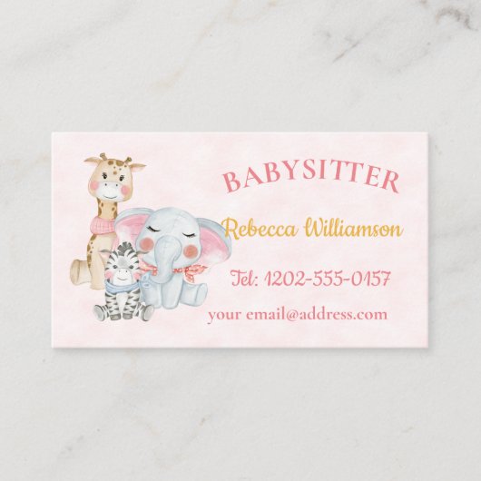 Babysitter Cute Animaux Carte de visite (Devant)