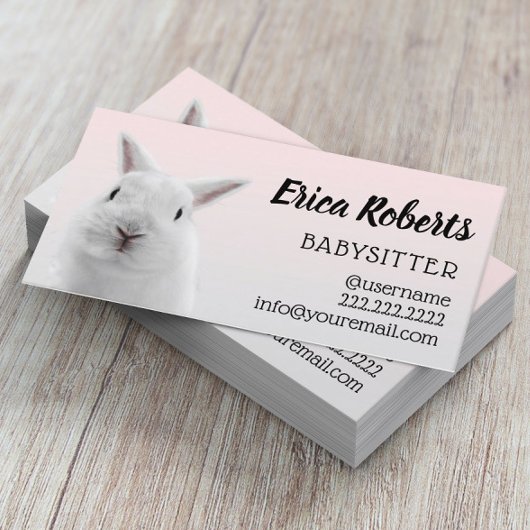 Babysitter Cute Bunny Rabbit Babysitter Visitekaartje
