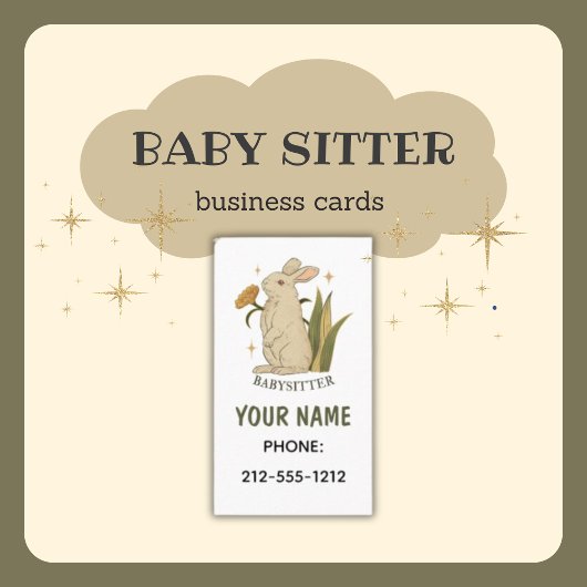 Babysitter Cute Floral Bunny Baby Cartes de visite