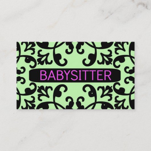Babysitter Damask Carte de visite (Devant)
