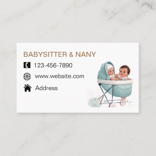 babysitter en kindermeisje visitekaartje (Voorkant)