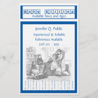 Babysitter Flyer met saaie tabletten Briefpapier