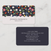 Babysitter fraise motif marine Carte de visite (Devant / Derrière)