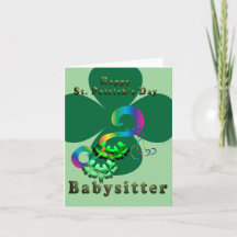 Babysitter happy St. Patricks carte jour shamrock
