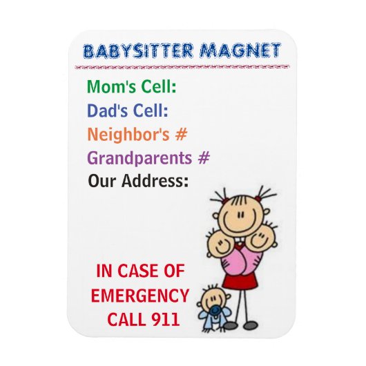 Babysitter Magnet Magneet (Verticaal)
