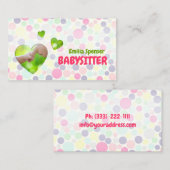Babysitter Nanny Bubbles & Hearts Carte de visite (Devant / Derrière)