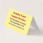 Babysitter Nanny Modern Geel & Wit Rose Visitekaartjes (Achterkant)