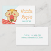Babysitter Nanny Schattige Kawaii Hamster & Aardbe Visitekaartje (Voorkant / Achterkant)