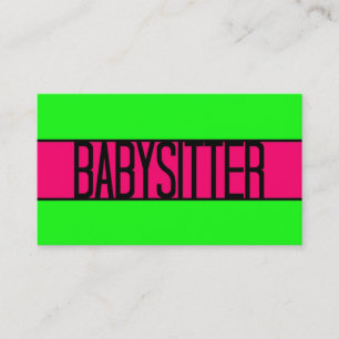 Babysitter Neon Green en Hot Pink Visitekaartje