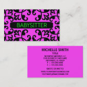 Babysitter Pink Damask Carte de visite (Devant / Derrière)