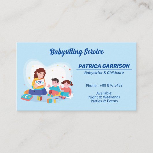 Babysitter Professional Business | Nanny Childcare Visitekaartje (Voorkant)