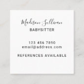 Babysitter Rainbow Colors Carré Carte de visite (Dos)