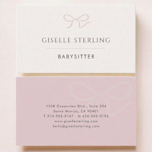Babysitter Roze Strik Visitekaartje