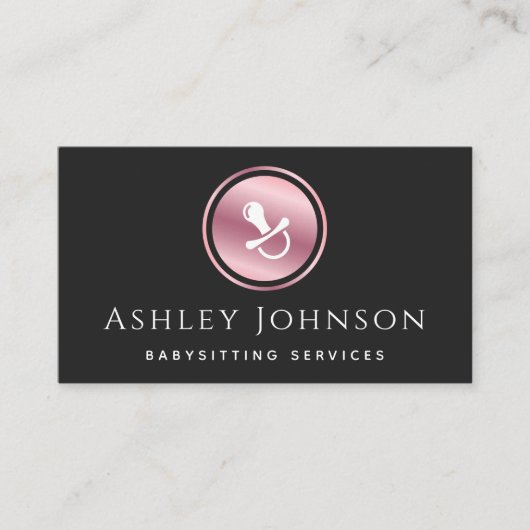 Babysitter Services Nanny Roos Gold Pacifier Logo Visitekaartje (Voorkant)