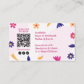 Babysitter Services | Roze kinderopvang Visitekaartje (Achterkant)