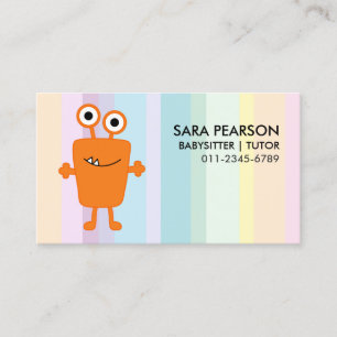 Babysitter Tutor Kinderopvang Oranje Monster Alien Visitekaartje