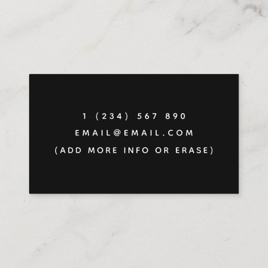 Babysitter Typography Signature Calligraphy Zwart Visitekaartje (Achterkant)