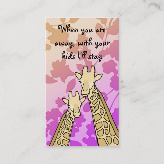 Babysitter Visitekaartje (Voorkant)