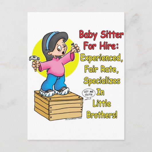 Babysitter voor Hire. Briefkaart (Voorkant)