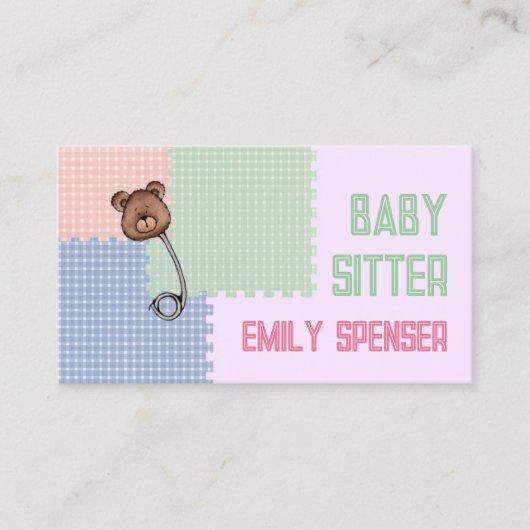 Babysitting & Child Care Beer Broche Kaart Visitekaartje (Voorkant)