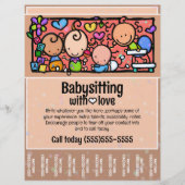 Babysitting Kinderopvang Promotie Scheurblad Flyer (Voorkant)