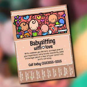 Babysitting Kinderopvang Promotie Scheurblad Flyer