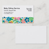 Babysitting Visitekaartjes versierd Bloemstijl (Voorkant / Achterkant)