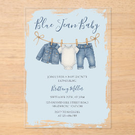Babyuitzet Blue Jean Baby Shower  Acryl Uitnodigingen