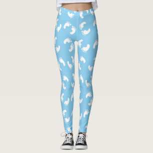 Babyvoetafdrukken, Babyvoet, Voetstappen, Blauw, J Leggings