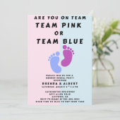 Babyvoetjes Geslacht Reveal Feest Kaart (Staand voorkant)