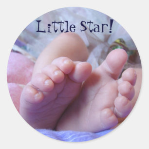 Babyvoetjes teenstickers Nieuwe baby Kleine ster Ronde Sticker