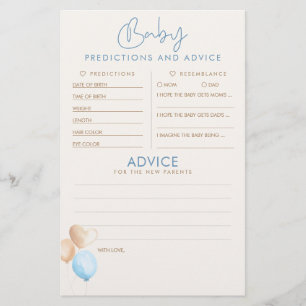 Babyvoorspellingen en -advies Baby Shower-spel