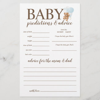 Babyvoorspellingen en advies Blauwe teddybeer spel Flyer