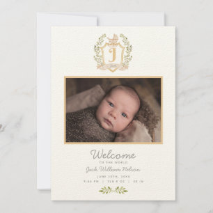 Babywagen Monogram J   Neutrale Geboorte Aankondiging