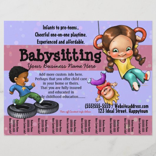 Babyzittend.  sjabloon dagzorg flyer (Voorkant)